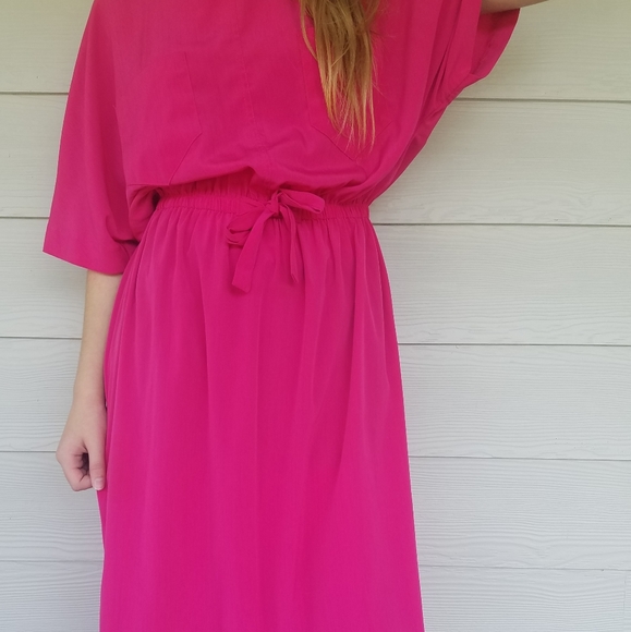 Vtg 1980s Glam Dress, Kimono Sleeves - Picture 9 of 16